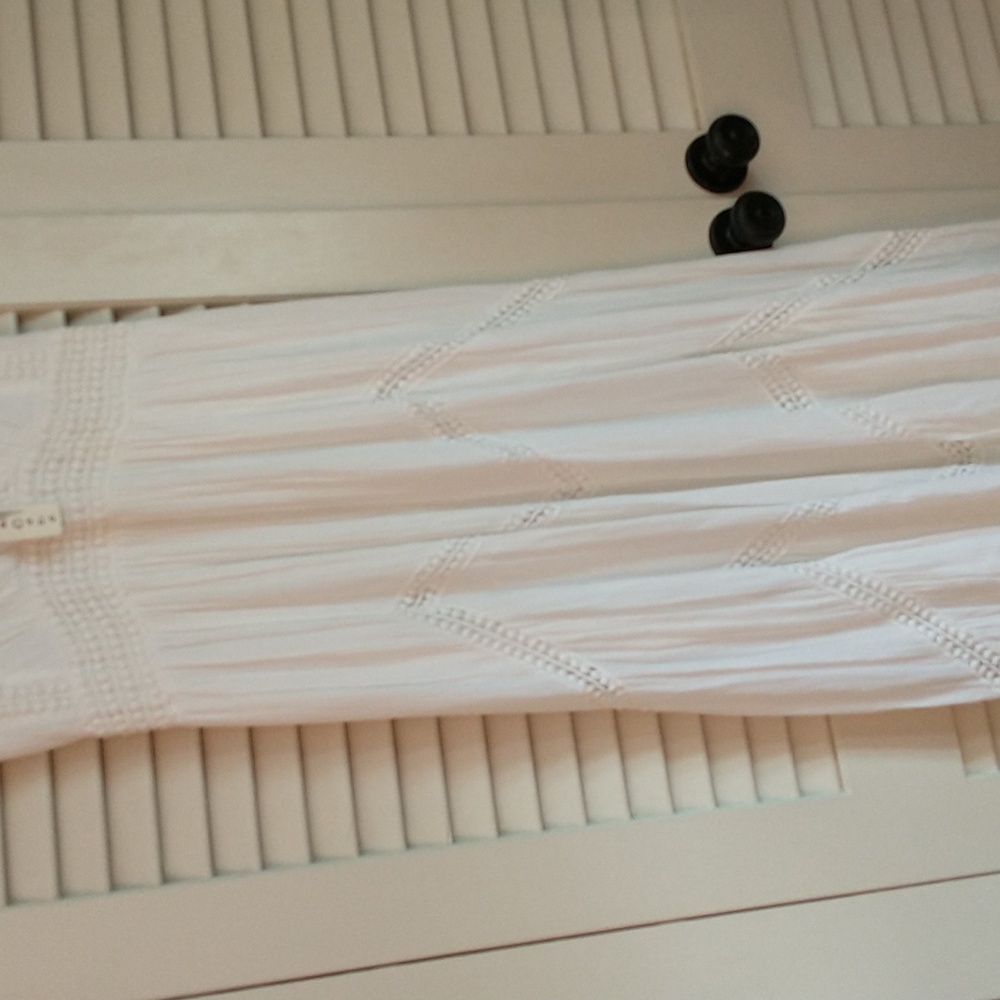 Lucky & Coco White Boho Gauzy Lined Maxi Dress, Flowy, Casual, Cottage Core - Picture 4 of 12